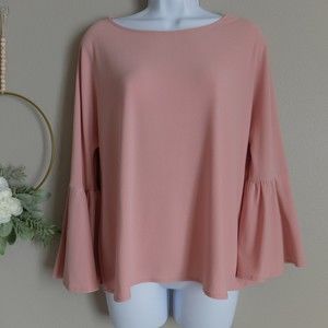 Vince Camuto Pink 3/4 Bell Sleeves Boat Neck Blouse Medium